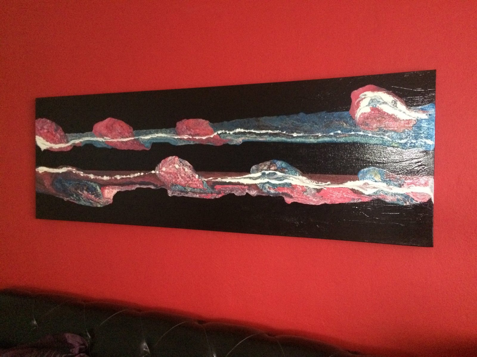 Her Frequency | Black, Blue & Magenta Abstract Painting - Image 2