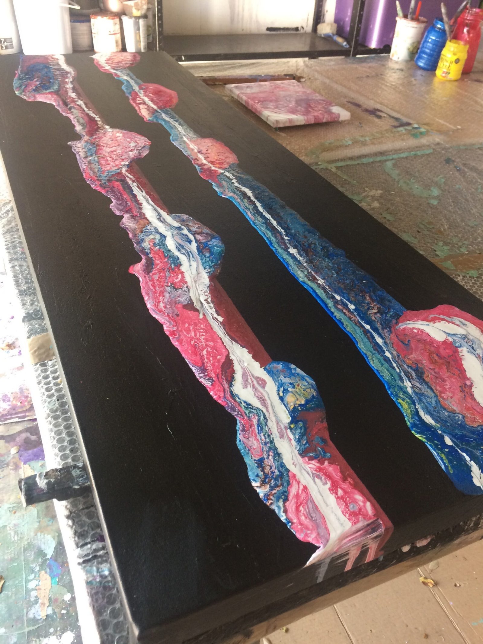 Her Frequency | Black, Blue & Magenta Abstract Painting - Image 3