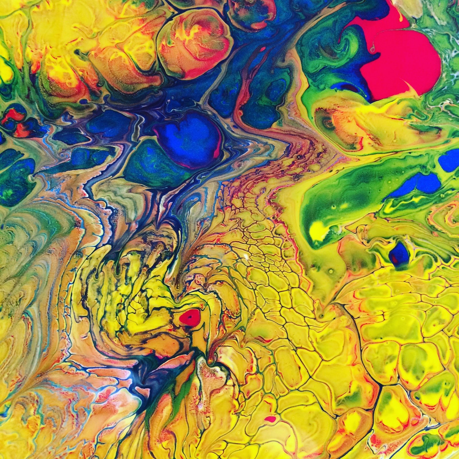 When Nostalgia Stays | Yellow, Blue & Green Abstract Painting - Image 4