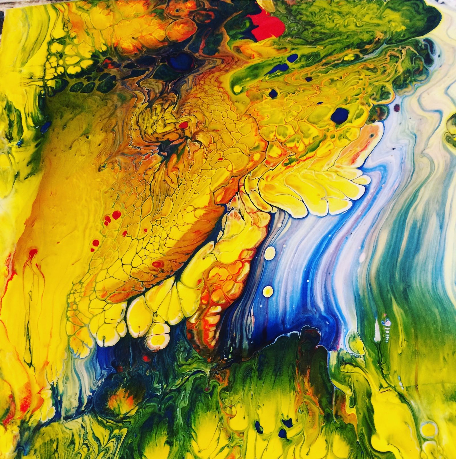 When Nostalgia Stays | Yellow, Blue & Green Abstract Painting - Image 5