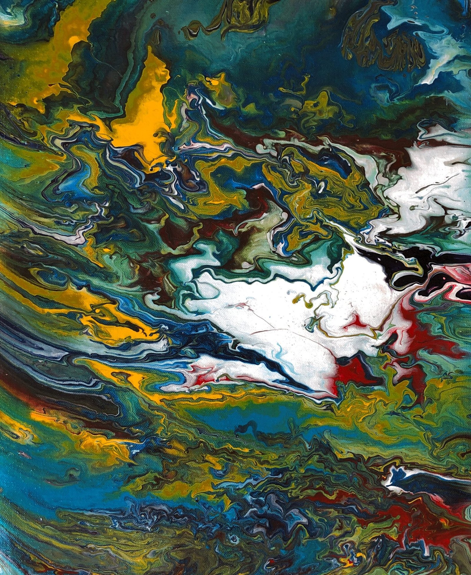 When Nostalgia Stays | Yellow, Blue & Green Abstract Painting - Image 6