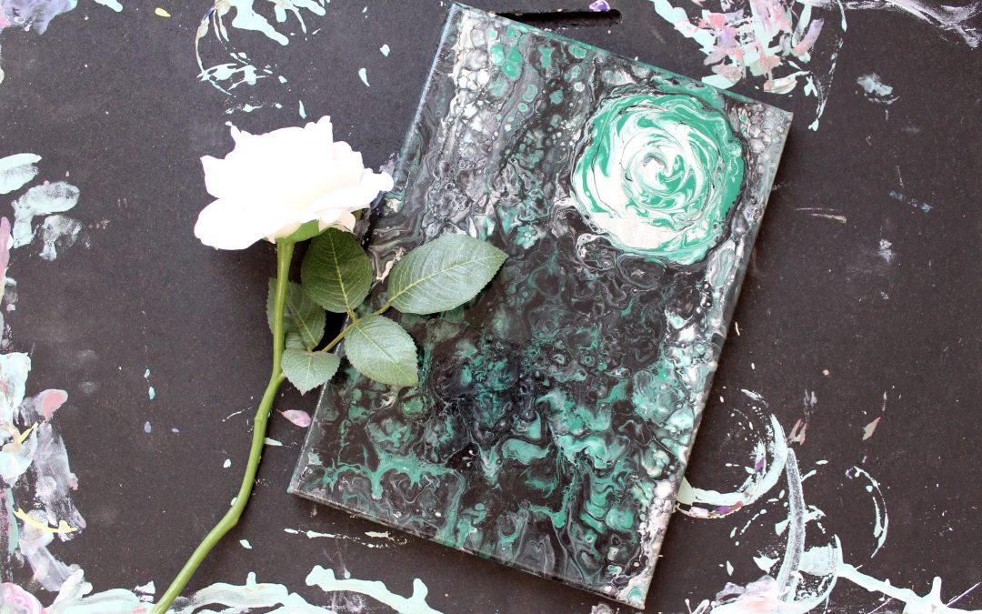 Black and white painting with flower