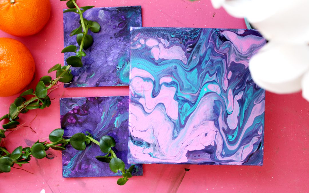 Small purple paintings with white flower