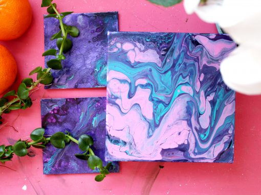Small purple paintings with white flower