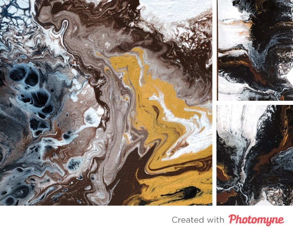 Coffee Stream | Black, Brown & Gold Abstract Painting - Image 3