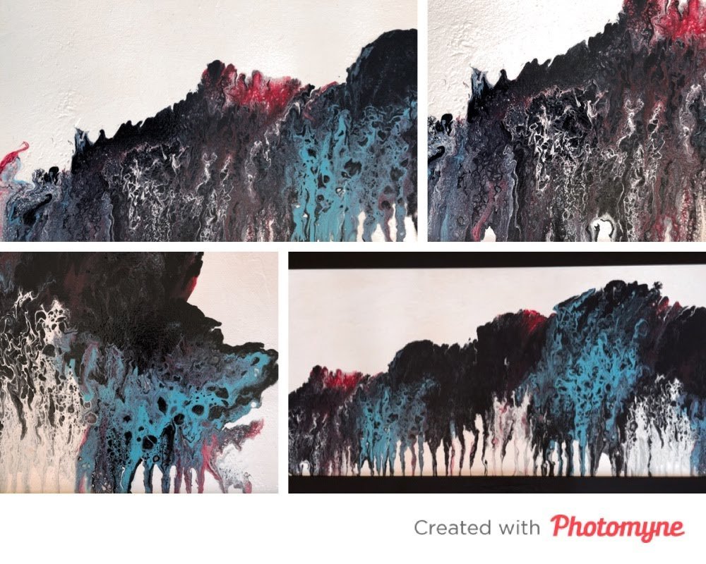 Wrong Turn | Black, White & Teal Abstract Painting - Image 3