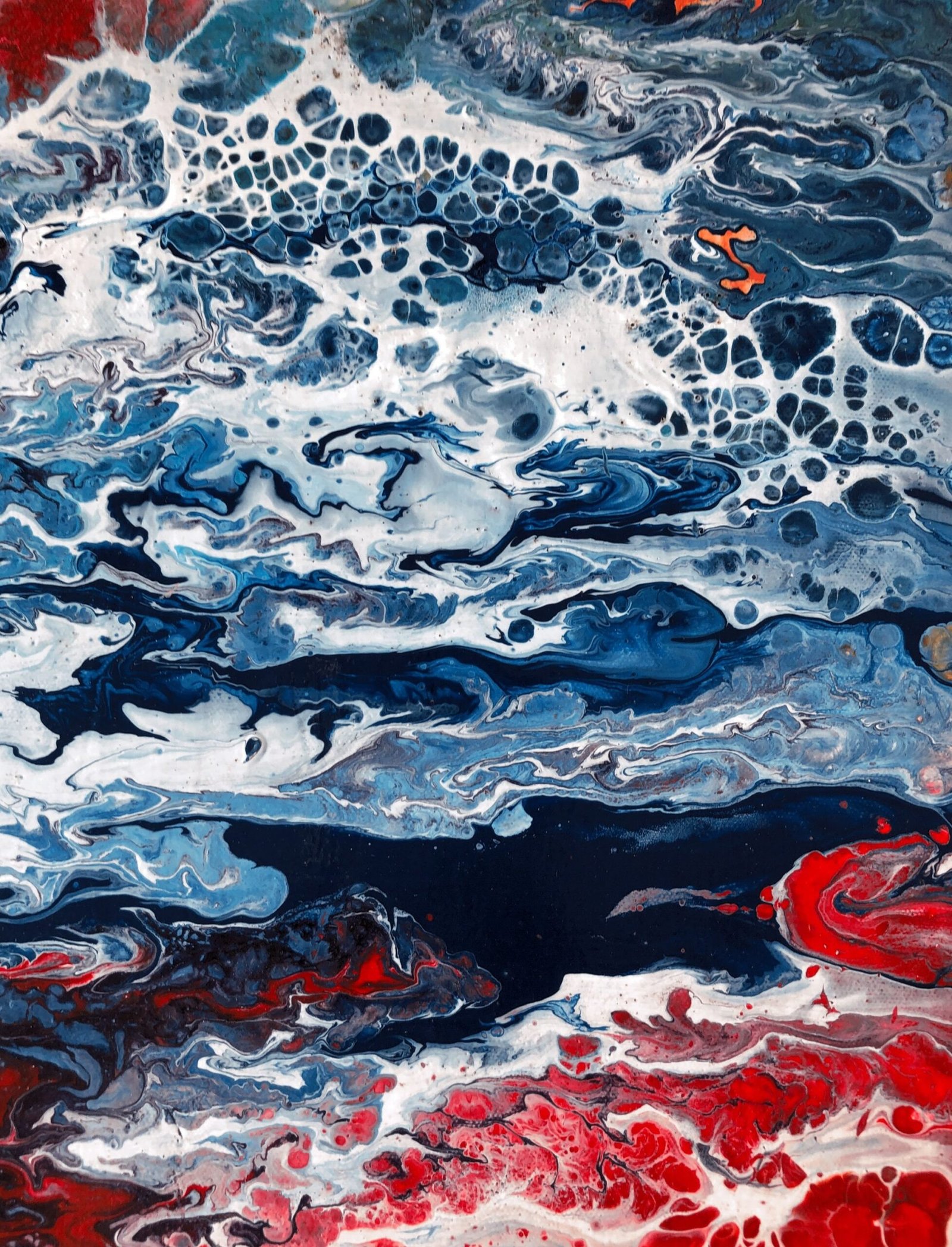 Be Nice | Red, Blue & White Abstract Painting - Image 3