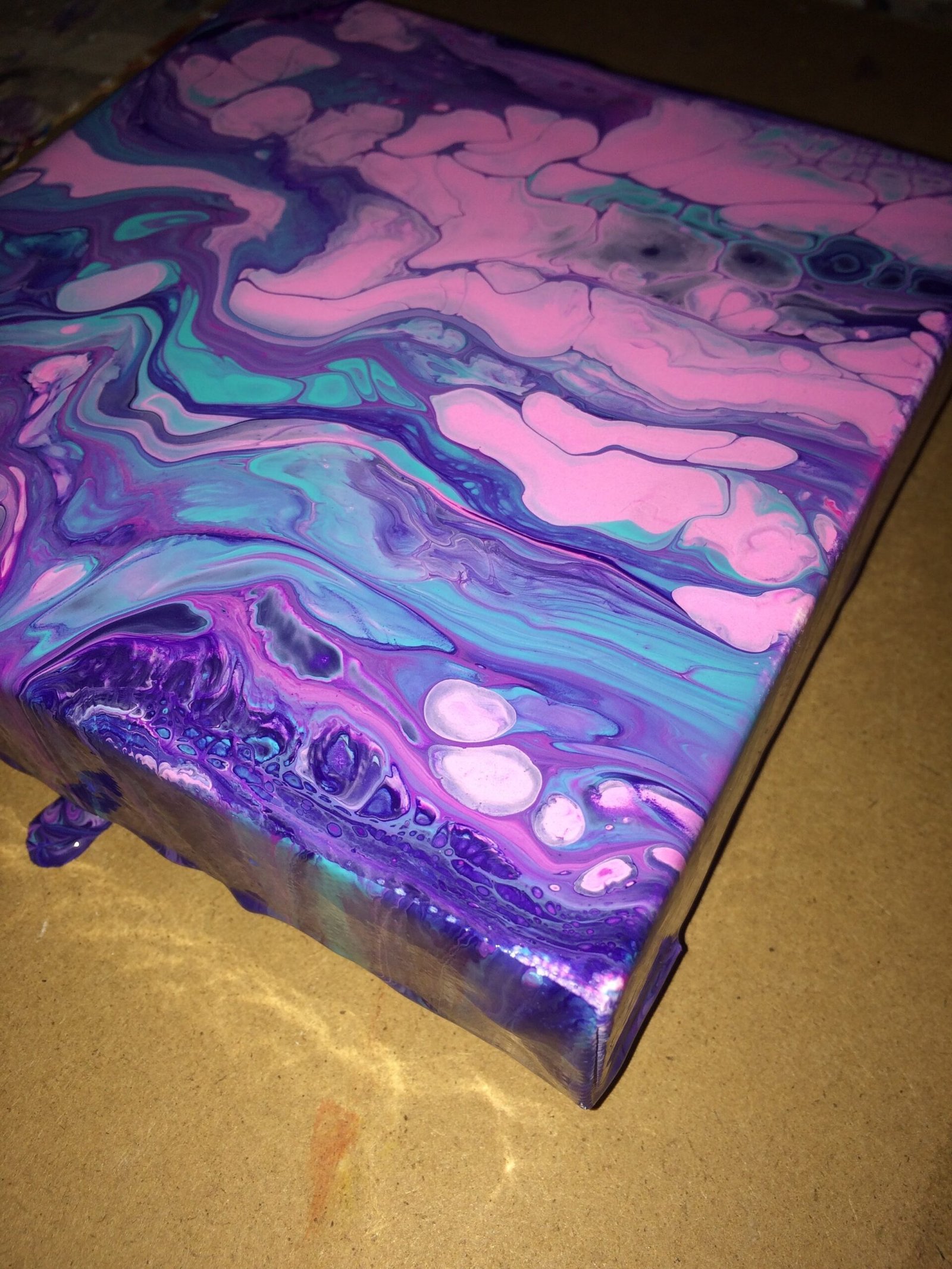 Earth Waves | Mini Teal & Magenta Abstract Painting - Image 3