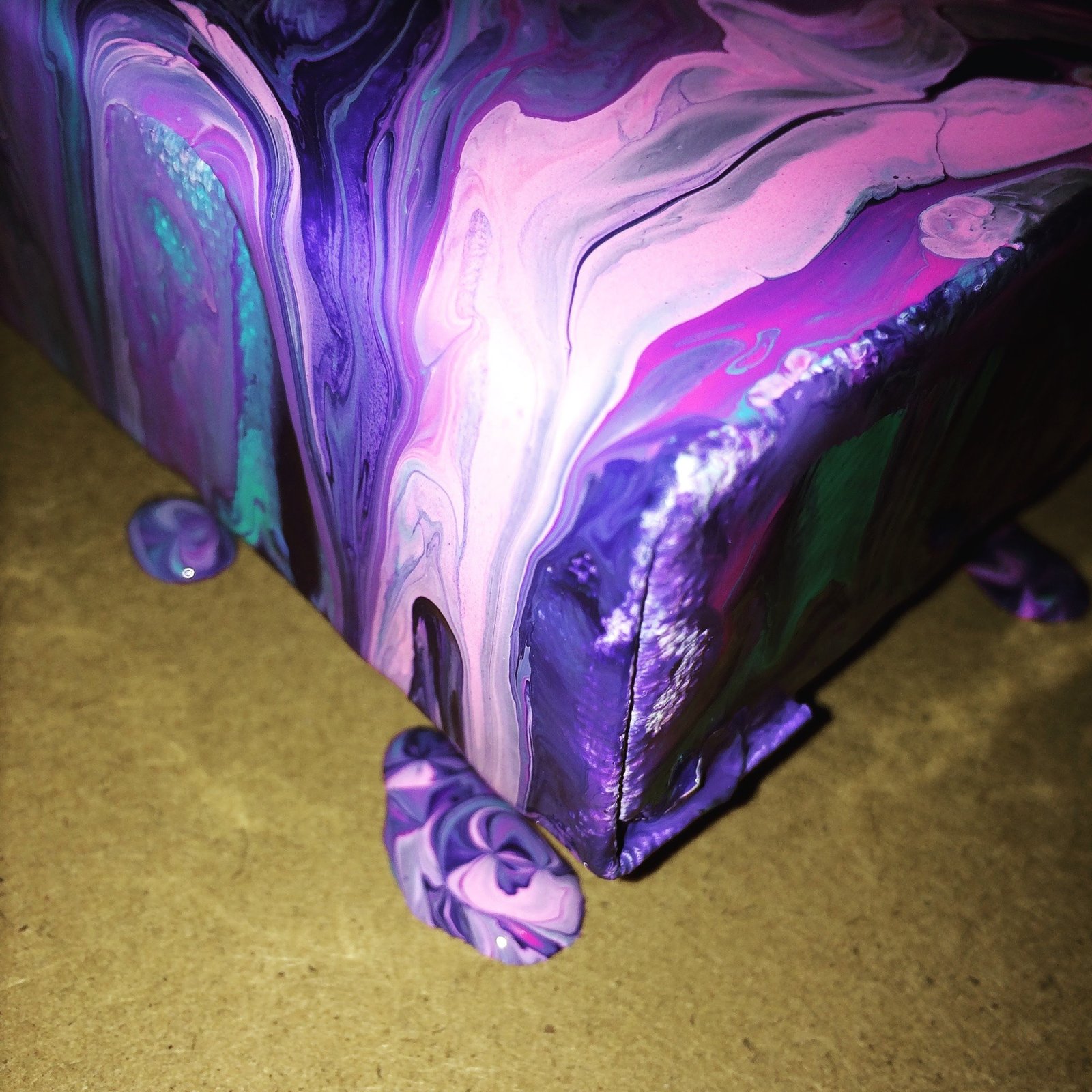 Earth Waves | Mini Teal & Magenta Abstract Painting - Image 2