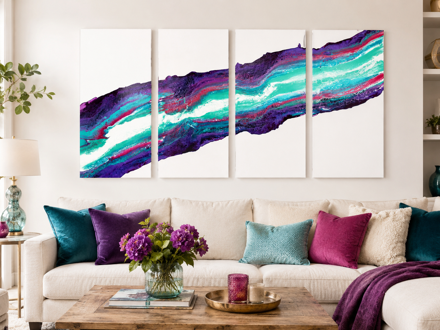 A Secret in Four Parts | XL Purple & Teal Abstract Painting - Image 2
